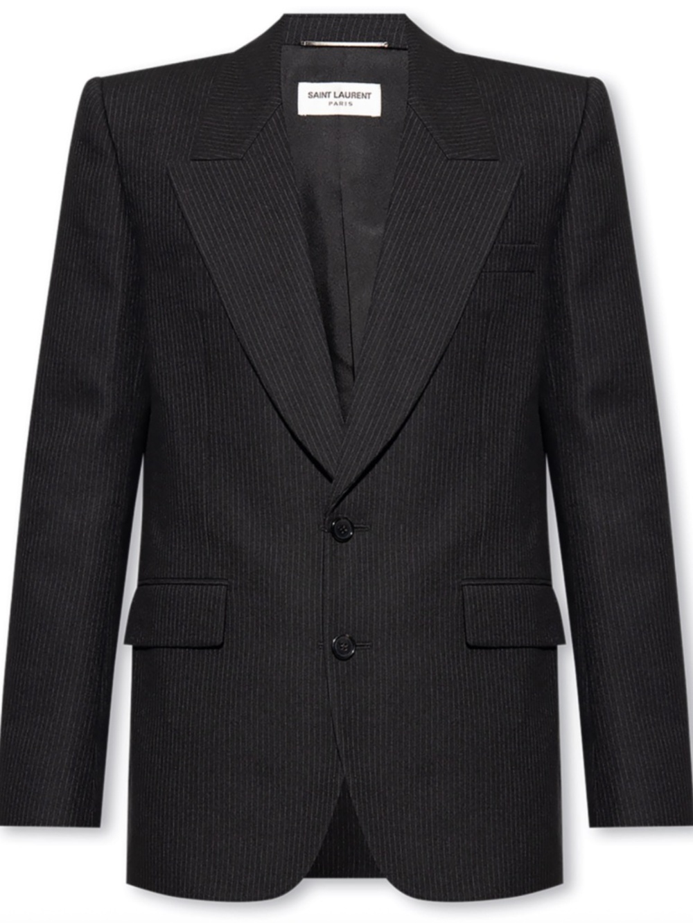 Saint Laurent YSL Black Micro Pinstripe Wool Tailleur Blazer Jacket